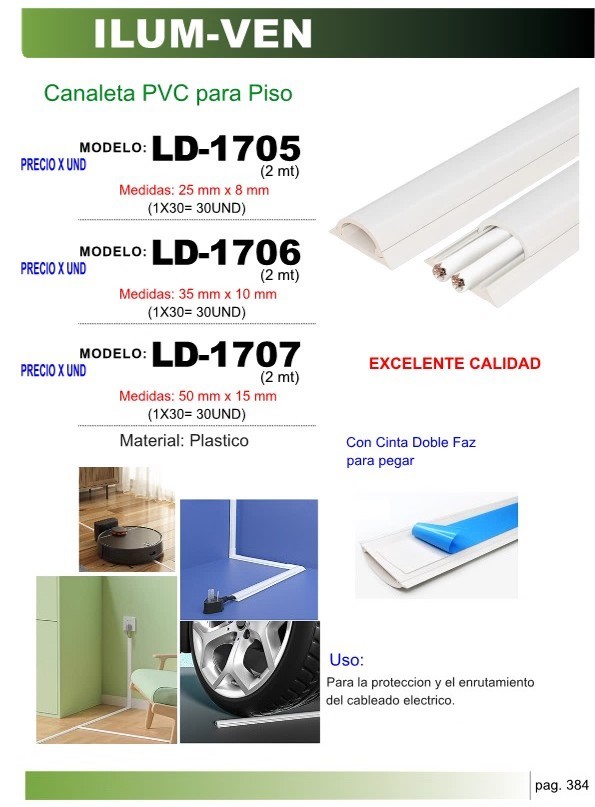 CANALETA PVC PARA PISO (2MT) 23mm X 8 mm