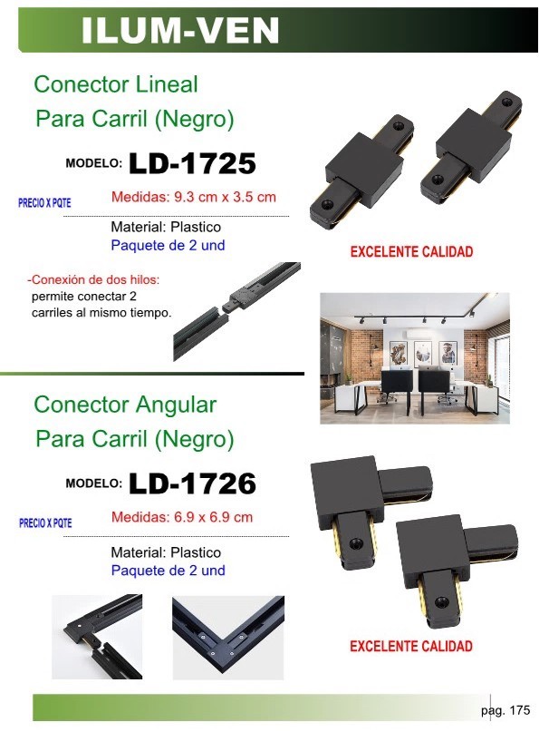 CONECTOR LINEAL P/CARRIL (NEGRO) (PAR)
