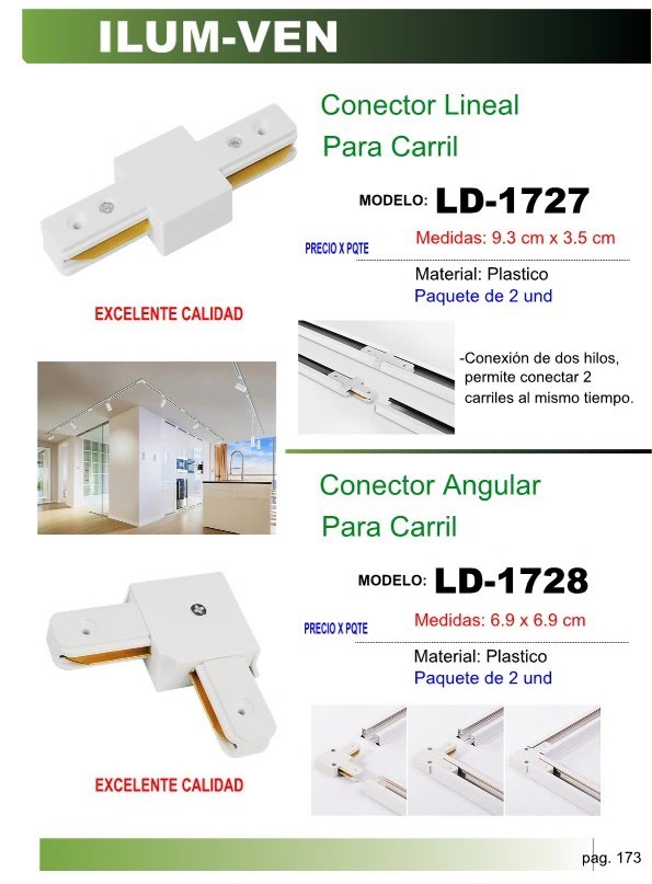 CONECTOR LINEAL P/CARRIL (BLANCO) (PAR)