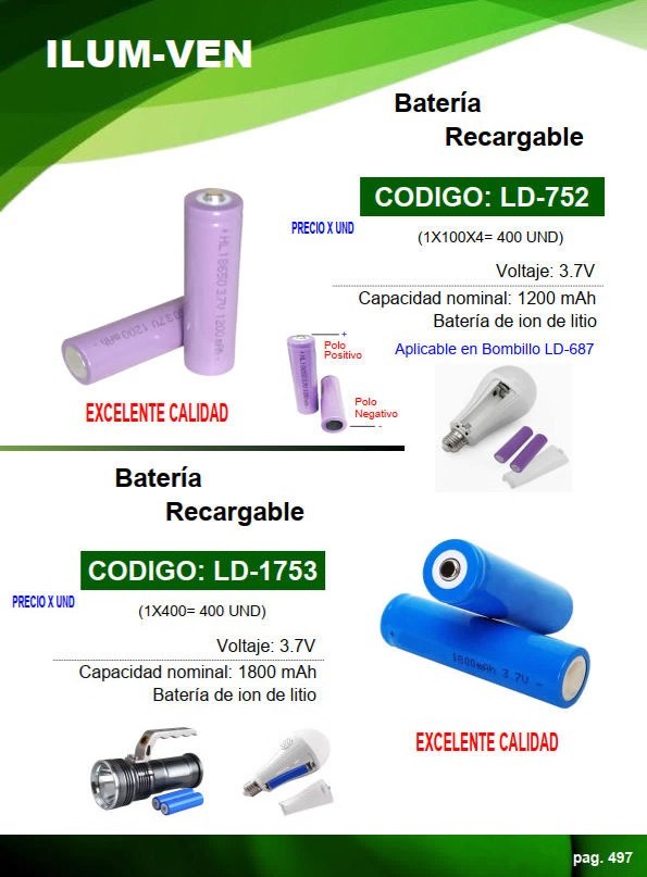 PILA RECARGABLE 3.7V 1800 mAh