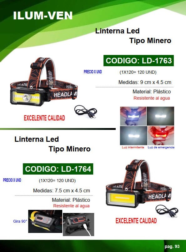 LINTERNA LED T/MINERO - 9X4,5CM - PLAST