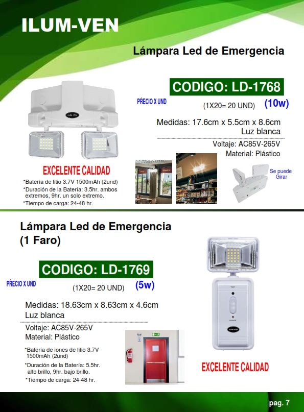 LAMP EMERG 5W - 1 LED -  6500K - 2 BAT 3,7V - 18x5,5CM - 5a9