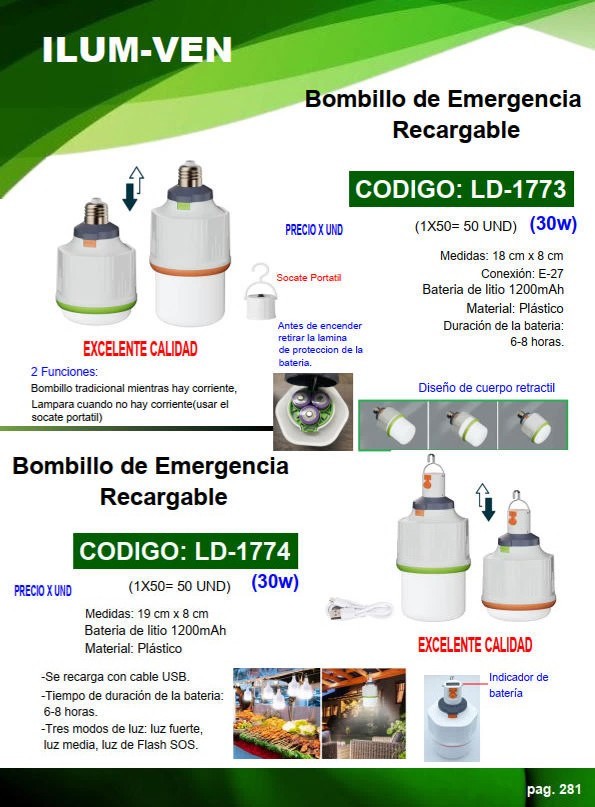 BOMB RECARG EMERG 30W RECTRACTIL USB 1200 mAH PLAST