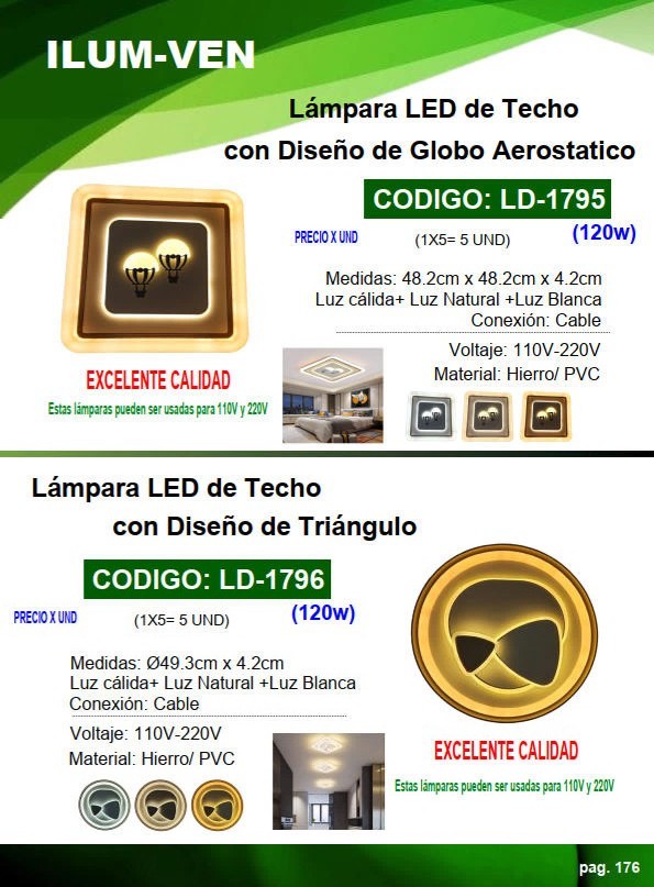 LAMP P/TECHO MODELO TRIANGULOS - 120W - 49X4CM - 3 MODO DE L