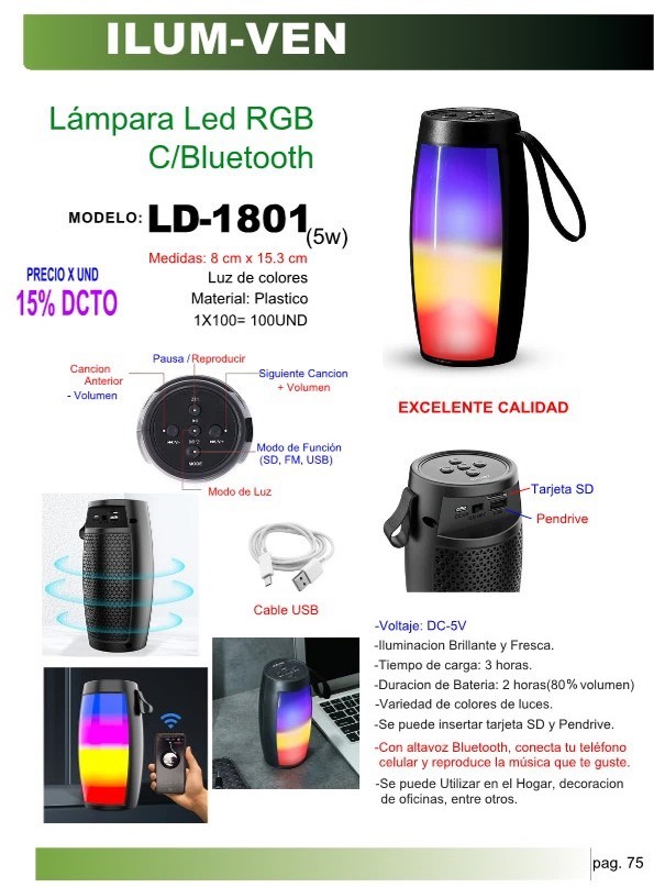 LAMPARA LED RGB C/BLUETOOTH(5w)