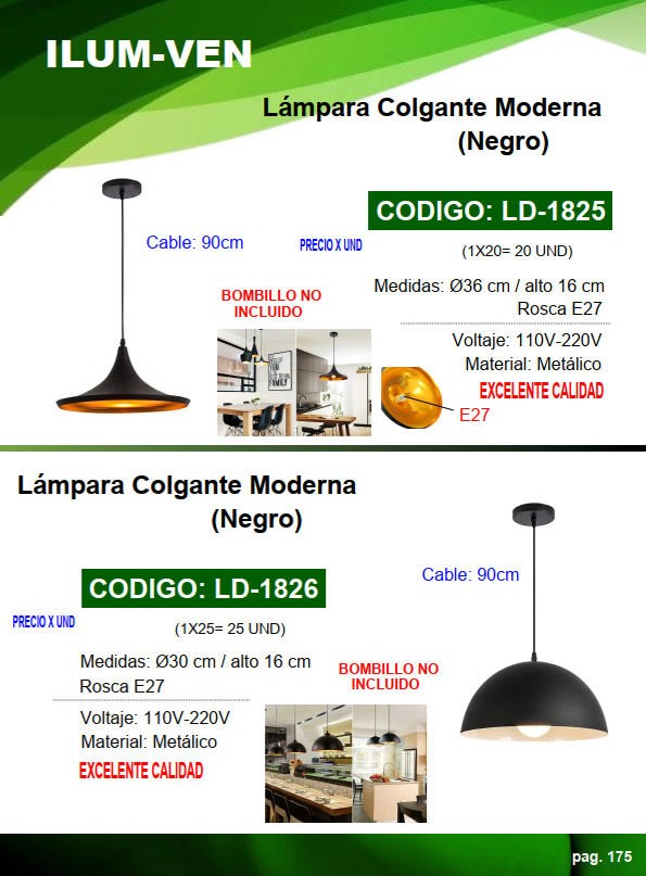 LAMP COLGANTE 1CAMP REDON (NEGRA) - METAL - CABLE 90CM - E27