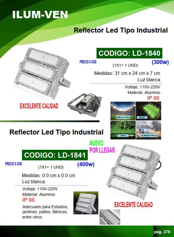 REFLEC INDUSTRIAL 400W LUZ BLANCA 110-220V IP66