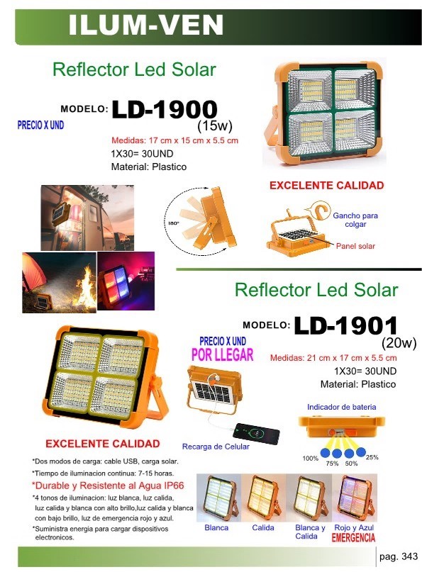 REFLECTOR LED SOLAR 21X17CM - 20W - BLAN Y CALIDA IP66