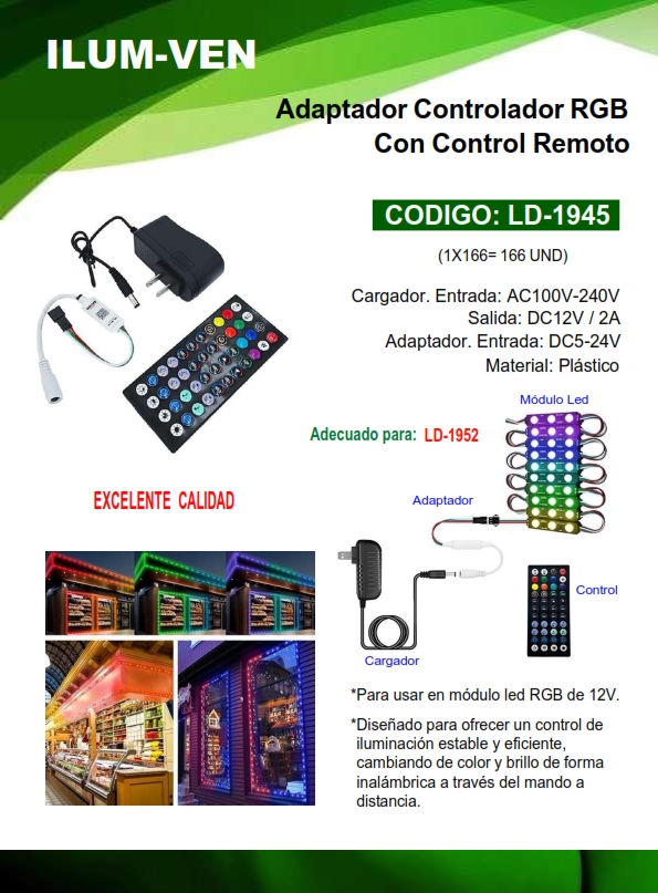 TRANSF 12V C/CONTROL P/CINTAS 1952 - RGB
