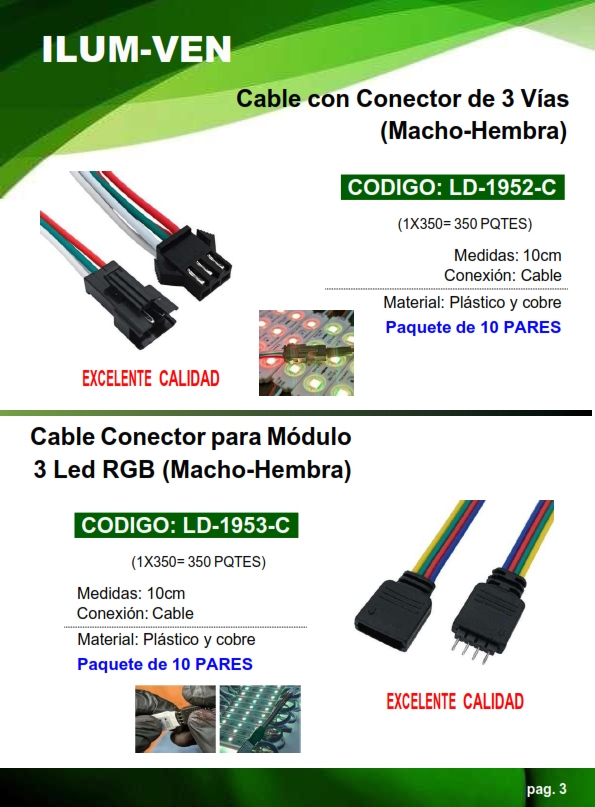 CABLE P/CONEC 3 VIAS (MACHO-HEMBRA) (10 PARES)