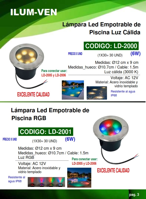 LAMP EMPOT SUMERGIBLE 3000K - 12V - 6W - IP68 - 12X9CM - ALU