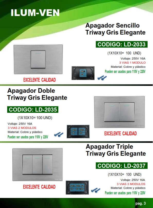 APAGADOR DOBLE TREEWAY - GRIS ELEGANTE