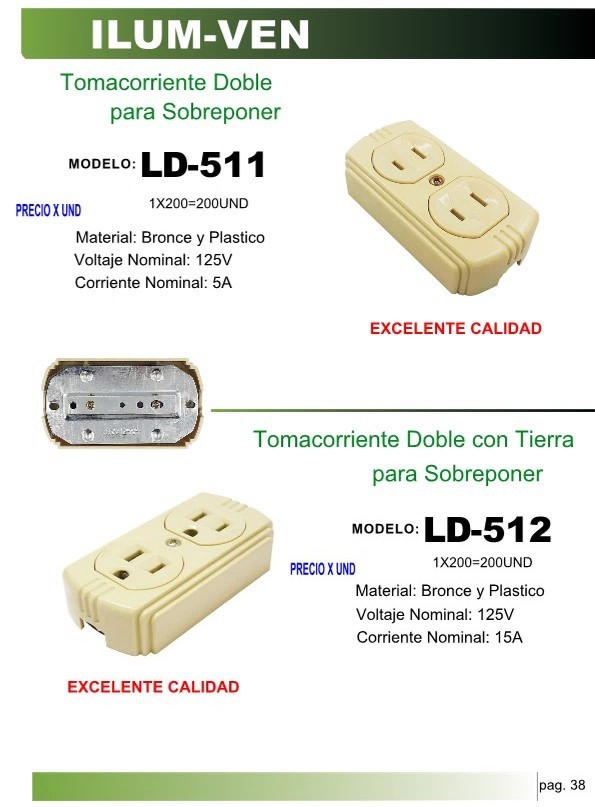 TOMA DOBLE SEN SUPERFICIAL - T/PANELA 5A 125V
