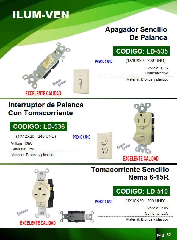 APAG SENC T/PALANCA C/TOMA TIERRA - 15A 110 - BRONCE Y PLAST