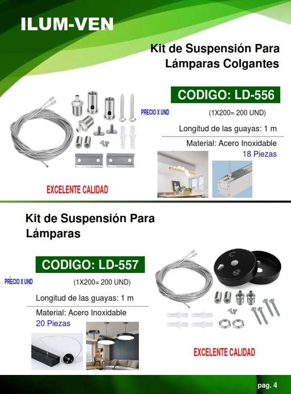 KIT DE SUSPEN P/LAMP PANEL GUAYA 1MT - 18 ACCES