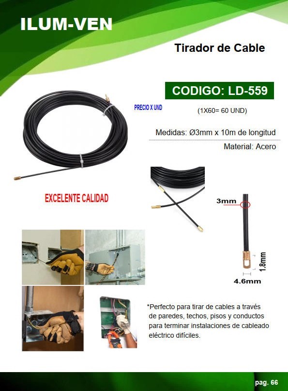 TIRADOR DE CABLE - 3MM X 10MTS - GUAYA ACERO
