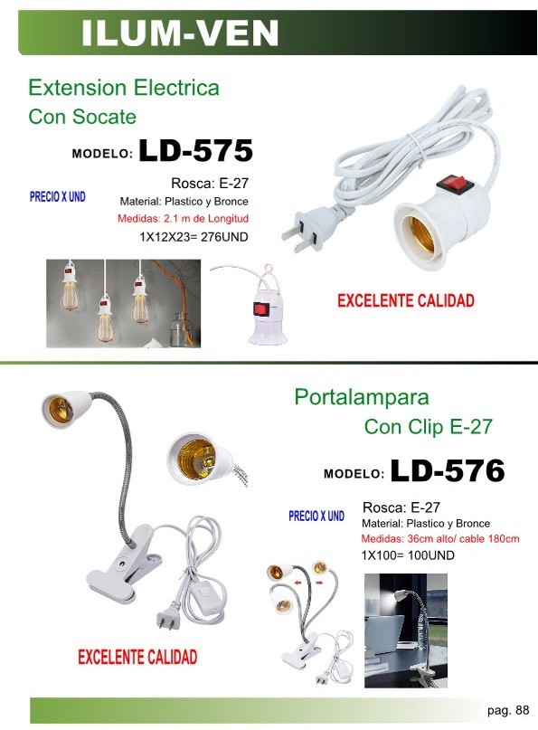LAMP EXT ELECTRICA C/SOCATE APAG E27 X 2,1MTS 110V C/GANCHO