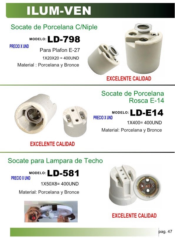 SOCATE PORCELANA C/PATA P/LAMP E-27