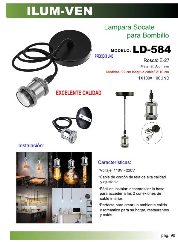 LAMP SOC P/BOMB 92CMX10CM E27 ALUM-CORDON
