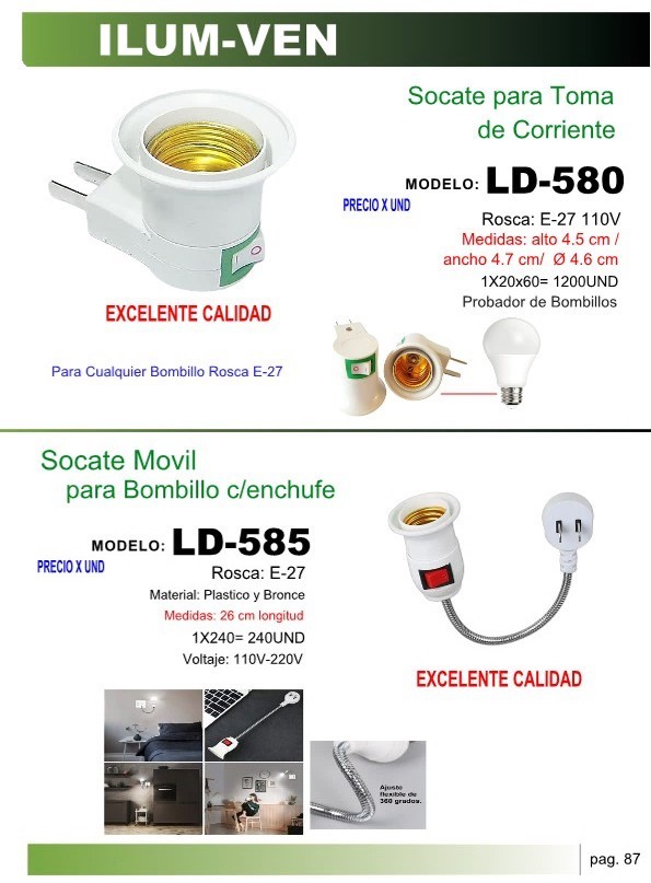 LAMP MOVIL SOC P/BOMB C/ENCHUFE 26CM E27