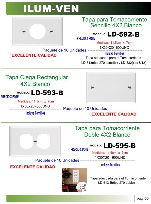 Tapa 1 HUECO PLAST BLANCO - 10UND