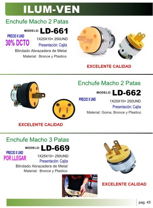 ENCHUFE 2P BRONCE/METAL/PLAST C/ABRAZ