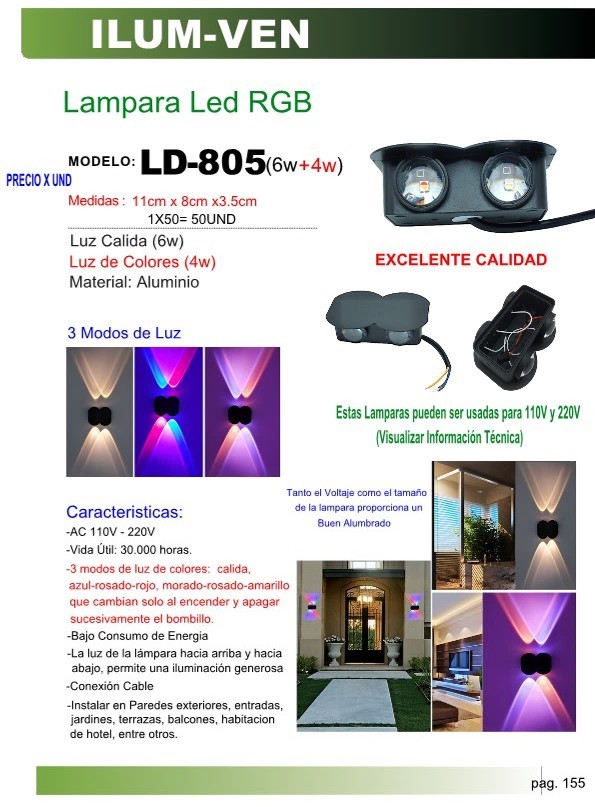LAMPARA LED RGB (6X4W)