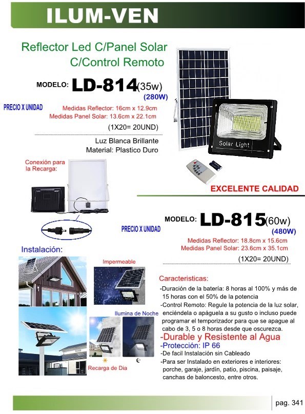 Reflector Solar 60W  C/Contr BAT 8HRS 188X156CM