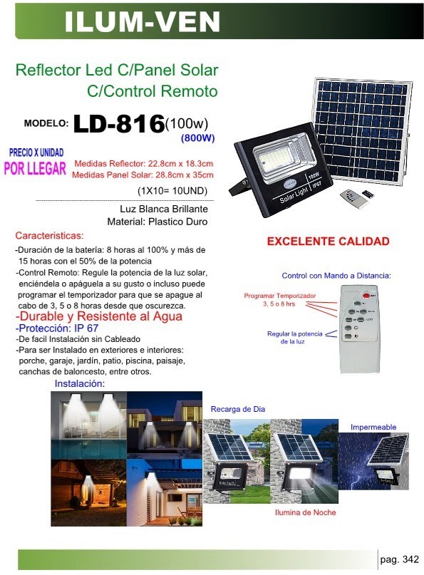 Reflector Solar 100WC/Contr BAT 8HRS 228X191CM