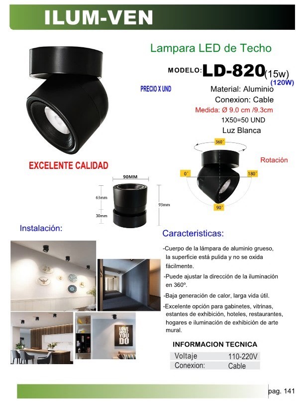 LAMP LED D/TECHO (15W) 360°