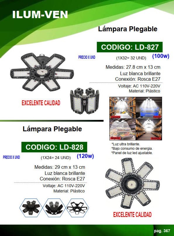 LAMPARA PLEGABLE 120W 29X13CM E27