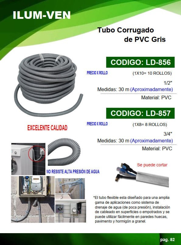 TUBO CORRUGADO 1/2 -  PVC GRIS - 30MTS