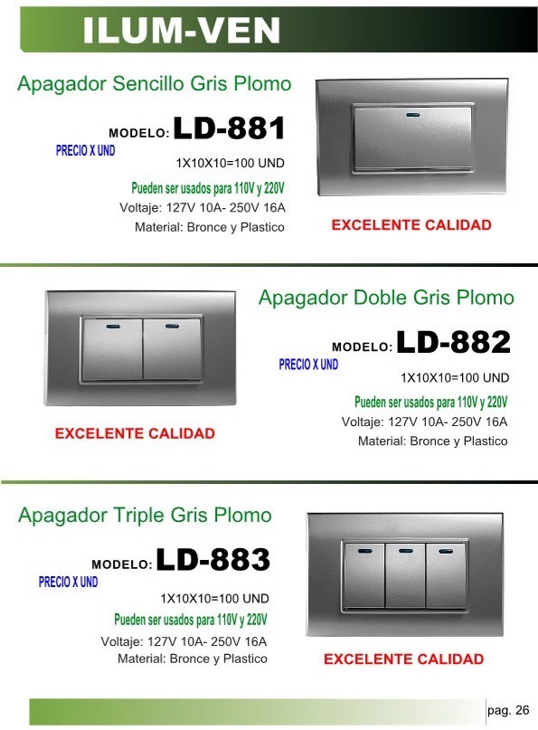 APAGADOR TRIPLE 15A GRIS PLOMO