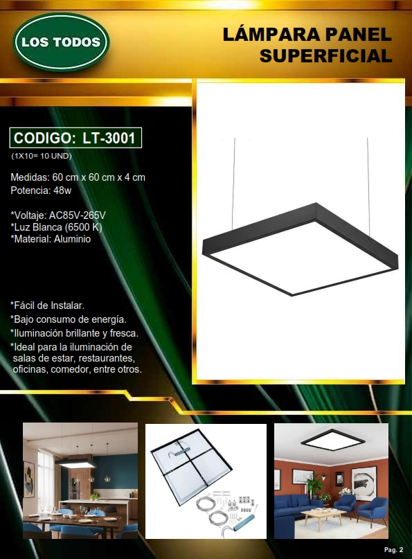 PANEL LED SUPERF (48W) 6500K - 60X60X4CM - ALUM NEGRA - 85-2