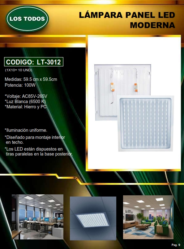 PANEL MODERNO EMPOT - 100W - 6500K - 59X59CM - 85-265V