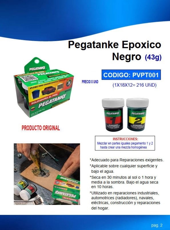PEGATANKE EPOXICO NEGRO 43GR - ORIGINAL - INDUSTRIAL-AUTOMOT