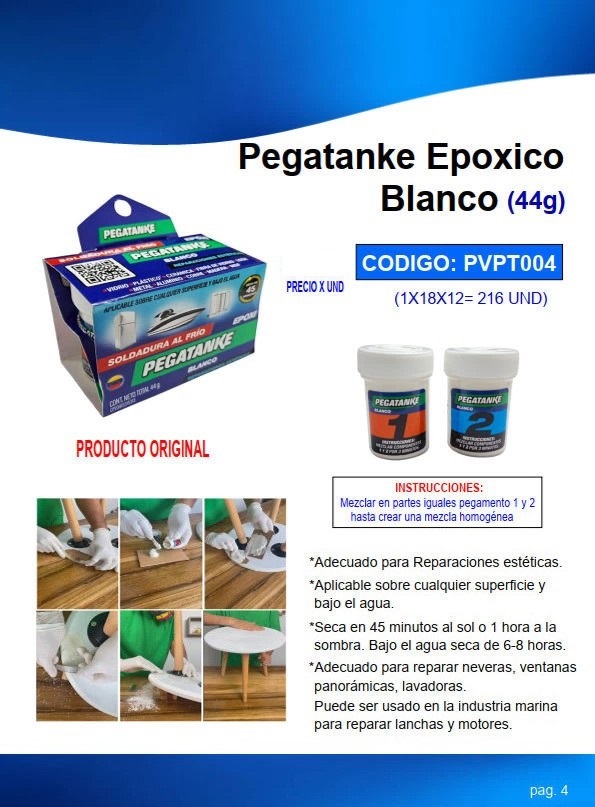 PEGATANKE EPOXICO BLANCO 44GR - ORIGINAL- NEVERA-VENTANA-LAV