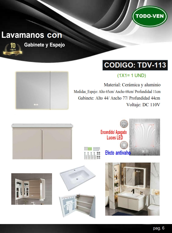 LAVAM CERAMICA - GABINETE ALUM 44X77X44CM - ESPEJO 65X68X11C