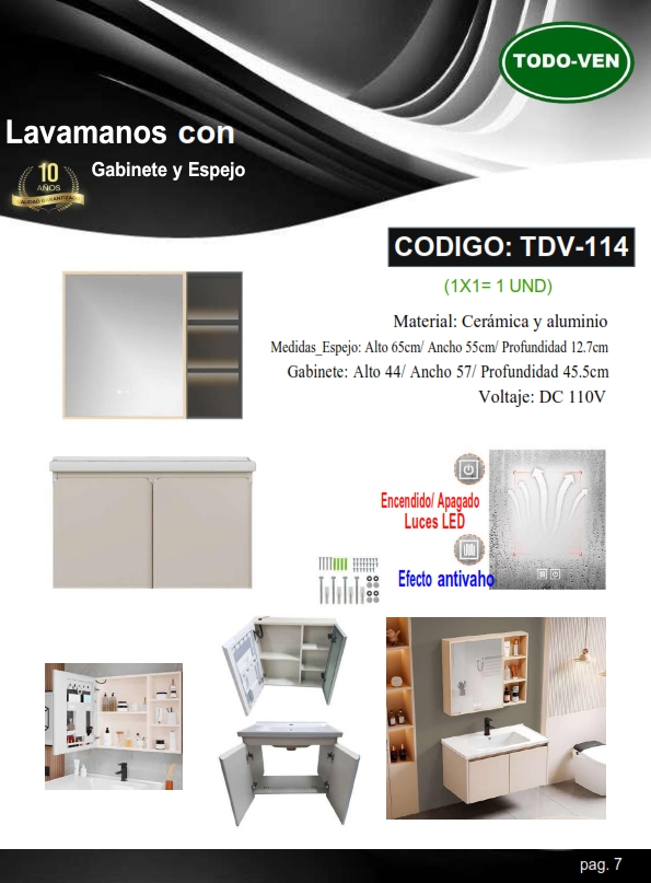 LAVAM CERAMICA - GABINETE ALUM 44X57X45CM - ESPEJO 65X55X12C